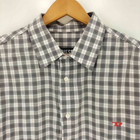 ディーゼル DIESEL S-DOUBLER ワイドシルエット レイヤードスリーブ チェック シャツ メンズ import:L
