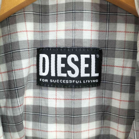 ディーゼル DIESEL S-DOUBLER ワイドシルエット レイヤードスリーブ チェック シャツ メンズ import:L