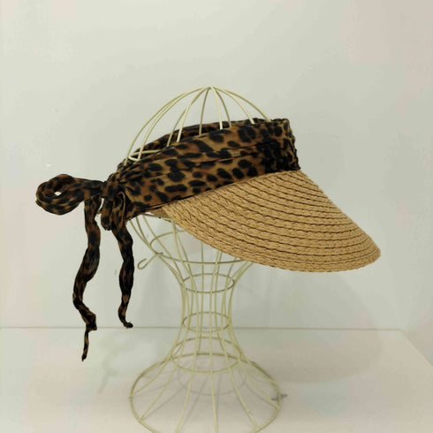ザラ ZARA ANIMAL PRINT SCARF VISOR レオパード バイザー レディース S-M