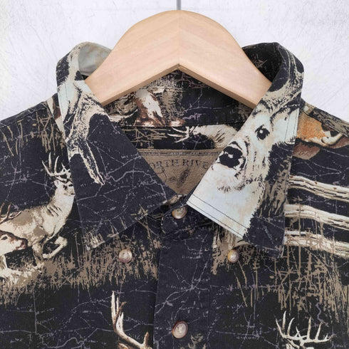 NORTH RIVER 総柄 L/S シャツ メンズ