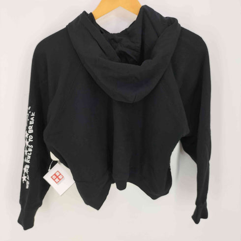 ディーゼル DIESEL モノトーン センターブレイブマン 総柄グラフィックプリント クロップド プルオーバーパーカー レディース UK:12