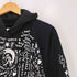 ディーゼル DIESEL モノトーン センターブレイブマン 総柄グラフィックプリント クロップド プルオーバーパーカー レディース UK:12