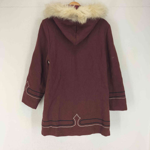 カナダ製 CA00127 ファー ウールロングコート レディース UK:14