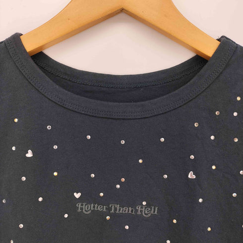 HOTTER THAN HELL RHINESTONE CROPPED TEE レディース FREE