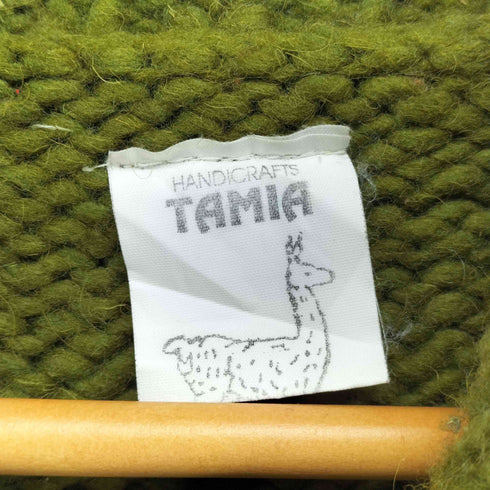 TAMIA 花柄 編み込み ウール ジップアップ ハイネック ニット レディース