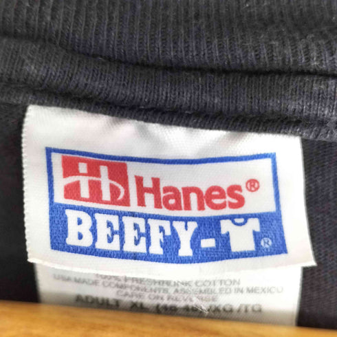 ヘインズ Hanes 90S~00S BEEFY HUSTLERプリント S/S エロTシャツ メンズ import:XL