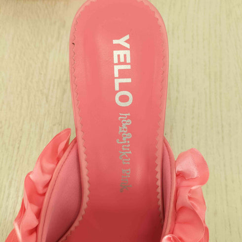 イエロー YELLO ビジュー付きサテンミュール レディース 2XL