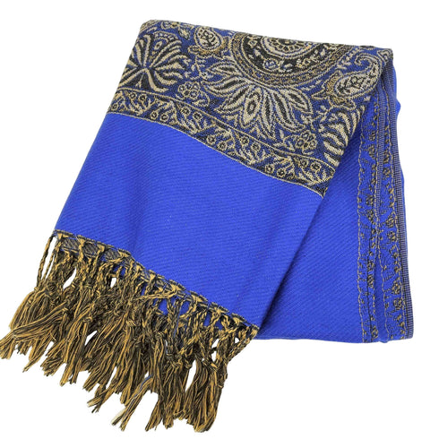 パシュミナ PASHMINA パシュミナ100% ラメ ペイズリー 大判ストール レディース