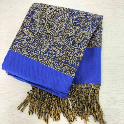 パシュミナ PASHMINA パシュミナ100% ラメ ペイズリー 大判ストール レディース