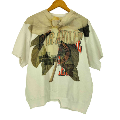 ナナナナサーカ 77circa ドッキング アシンメトリー 袖切りっぱなし 半袖スウェット スウェットTシャツ レディース
