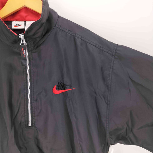 ナイキ NIKE 90S 白タグ スウッシュ刺繍 ナイロン ハーフジップジャケット メンズ import:M
