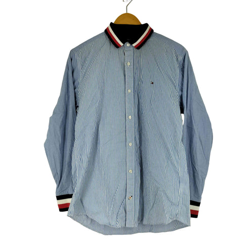 トミーヒルフィガー TOMMY HILFIGER SLIM FIT COUPE ETROITE 切替 ストラップ L/S シャツ メンズ import:L