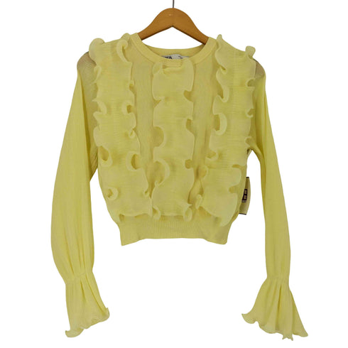 ザラ ZARA フリル プリーツ ドッキング ニット レディース import:M