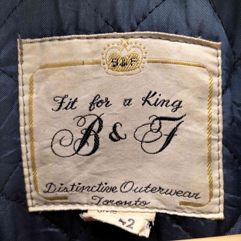 B&F SPORTWEAR 60-70S 裏地 キルティング ワッペン ナンバリング ジャケット ブルゾン スタジャン LIGHTNING ジップ メンズ 42