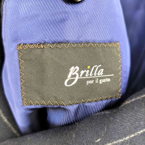 ブリッラペルイルグースト BRILLA per il gusto ウール ストライプ ダブルブレスト テーラードジャケット メンズ JPN:46