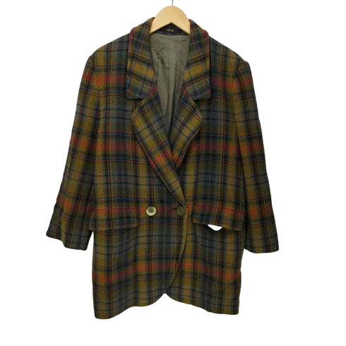 ダックス DAKS ウール ダブル チェック チェスターコート レディース