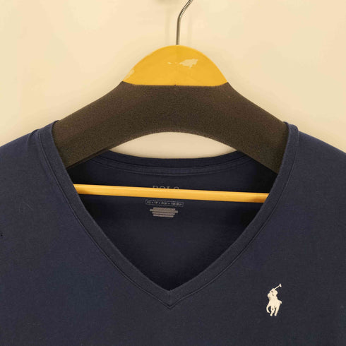 ポロラルフローレン POLO RALPH LAUREN フロントロゴ Vネック Tシャツ レディース JPN:XS