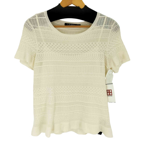 ローレンラルフローレン LAUREN RALPH LAUREN インナーキャミ ニット レース 半袖 カットソー レディース import:L
