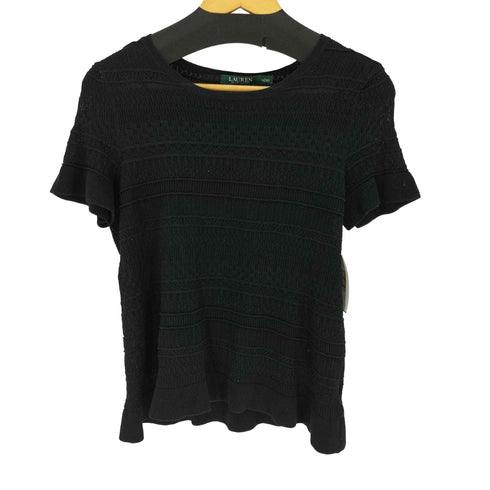 ローレンラルフローレン LAUREN RALPH LAUREN インナーキャミ ニット レース 半袖 カットソー レディース import:L