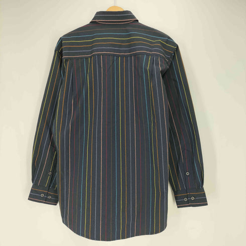 ダンロップ DUNLOP ロゴ刺繍 マルチストライプ L/S シャツ メンズ import:L