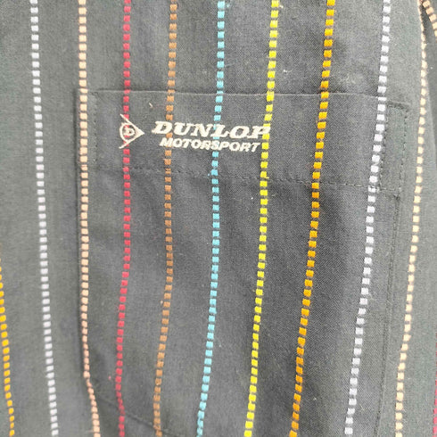 ダンロップ DUNLOP ロゴ刺繍 マルチストライプ L/S シャツ メンズ import:L