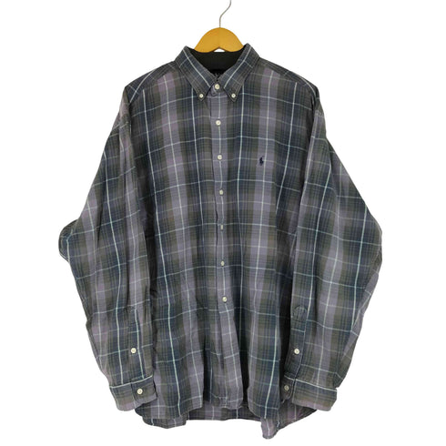 ラルフローレン RALPH LAUREN MCMELL 3点留め スモールポニー刺繍 チェック L/S BDシャツ メンズ import:XXL