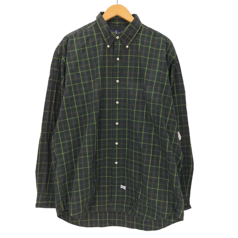 ラルフローレン RALPH LAUREN 90S ポニー 刺繍 チェック柄 コットン BD ボタンダウン L/S シャツ メンズ import:XL