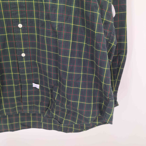 ラルフローレン RALPH LAUREN 90S ポニー 刺繍 チェック柄 コットン BD ボタンダウン L/S シャツ メンズ import:XL