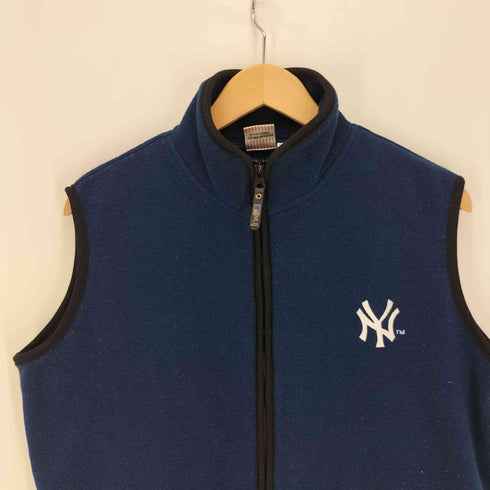 エムエルビー MLB ベースボール チーム ロゴ 刺繍 ノースリーブ フリース ジャケット メンズ import:M