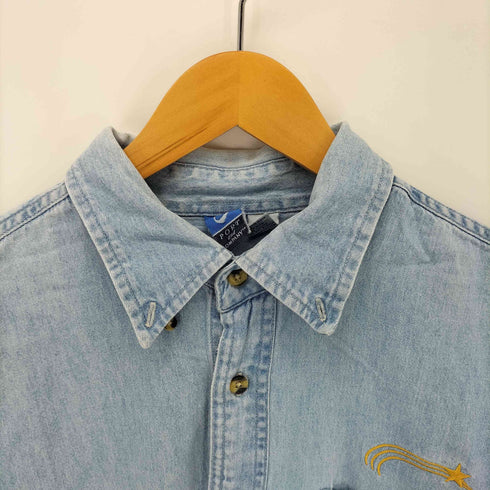 ポートアンドカンパニー PORT and COMPANY 刺繍 S/S デニムシャツ メンズ import:XL