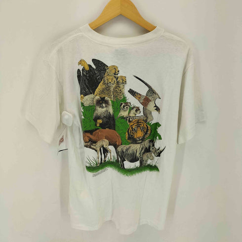 HARLE QUIN USA製 シングルステッチ アニマル両面プリントクルーネックTシャツ CHIEF SEATTLE メンズ import:L