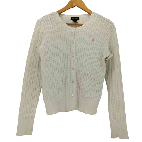 ラルフローレン RALPH LAUREN ポニー刺繍 編み込み コットン カーディガン レディース import:XL