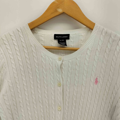 ラルフローレン RALPH LAUREN ポニー刺繍 編み込み コットン カーディガン レディース import:XL