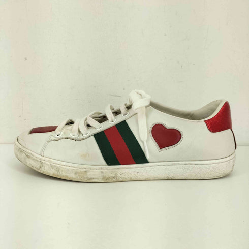 グッチ GUCCI エンブロイダリー スニーカー ハート レザー レディース 36 1/2