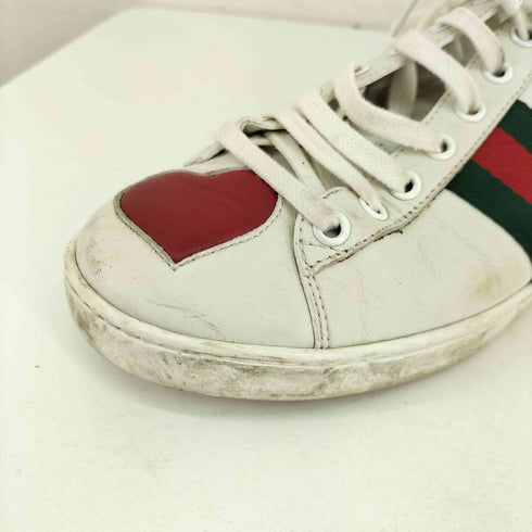 グッチ GUCCI エンブロイダリー スニーカー ハート レザー レディース 36 1/2