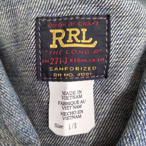 ダブルアールエルラルフローレン RRL RALPH LAUREN Lot 271 ダメージ加工 デニム トラッカージャケット メンズ import:L