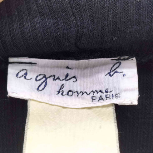 アニエスベーオム Agnes b.homme 90S OLD MADE IN FRANCE フランス製 サンライズ期 ハイネック コットン ブラック リブ ニット カットソー メンズ