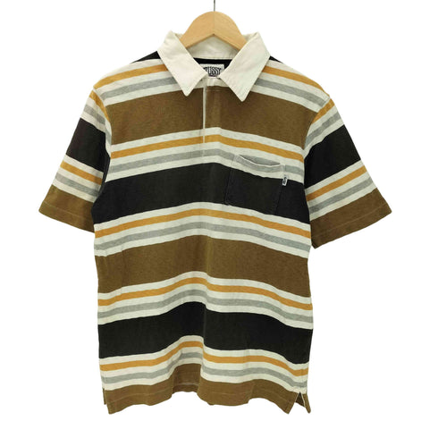ステューシー Stussy 90-00S 白タグ OLD Sロゴ ピスタグ S/S ボーダー ラガー ポロ シャツ メンズ import:L