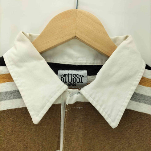ステューシー Stussy 90-00S 白タグ OLD Sロゴ ピスタグ S/S ボーダー ラガー ポロ シャツ メンズ import:L
