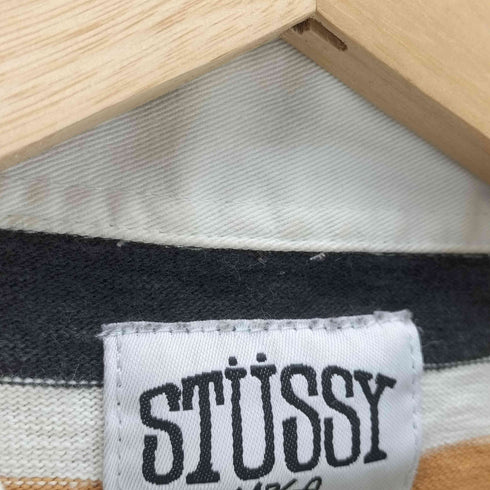 ステューシー Stussy 90-00S 白タグ OLD Sロゴ ピスタグ S/S ボーダー ラガー ポロ シャツ メンズ import:L