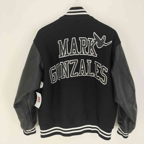 マークゴンザレス Mark Gonzales 両面 デザイン 刺繍 袖 レザー切替え スタジャン メンズ import:S