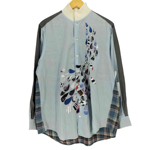 ノゾミイシグロ NOZOMI ISHIGURO 水玉 ストライプ チェック 異素材切替 リブ襟 L/S シャツ レディース ONE SIZE