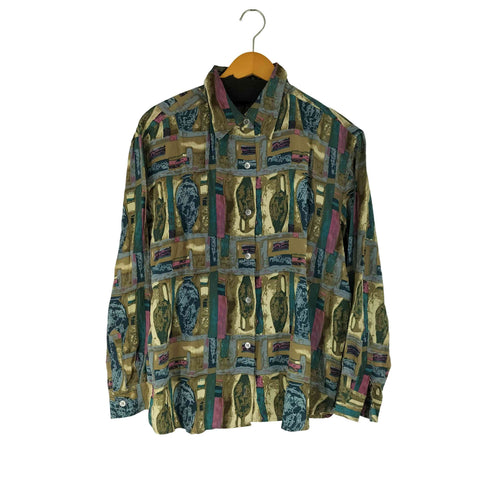 una tina シルク100% アンフォラモチーフ 総柄 L/S シャツ レディース