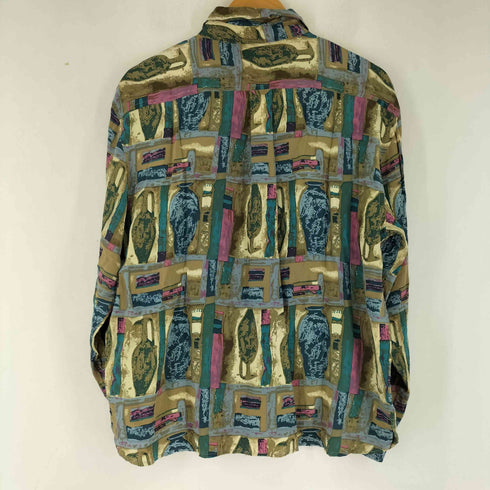 una tina シルク100% アンフォラモチーフ 総柄 L/S シャツ レディース