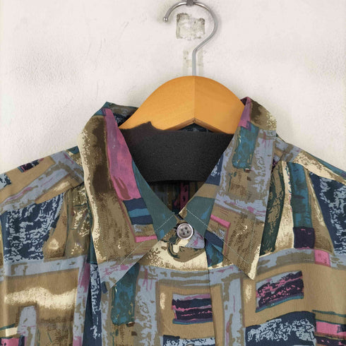 una tina シルク100% アンフォラモチーフ 総柄 L/S シャツ レディース