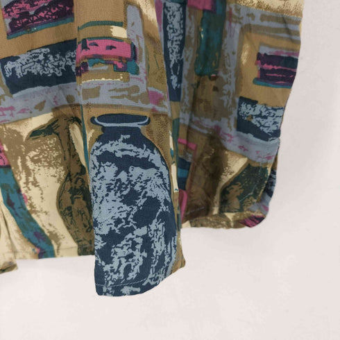 una tina シルク100% アンフォラモチーフ 総柄 L/S シャツ レディース