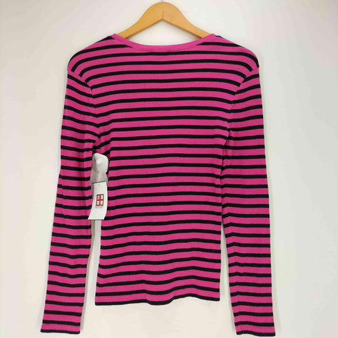 ポロラルフローレン POLO RALPH LAUREN 現行タグ スモールポニー刺繍 ボーダー クルーネック L/S Tシャツ Y2K レディース import:M