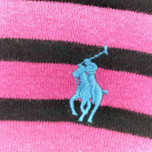 ポロラルフローレン POLO RALPH LAUREN 現行タグ スモールポニー刺繍 ボーダー クルーネック L/S Tシャツ Y2K レディース import:M
