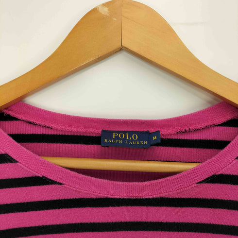 ポロラルフローレン POLO RALPH LAUREN 現行タグ スモールポニー刺繍 ボーダー クルーネック L/S Tシャツ Y2K レディース import:M