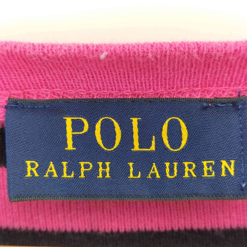 ポロラルフローレン POLO RALPH LAUREN 現行タグ スモールポニー刺繍 ボーダー クルーネック L/S Tシャツ Y2K レディース import:M